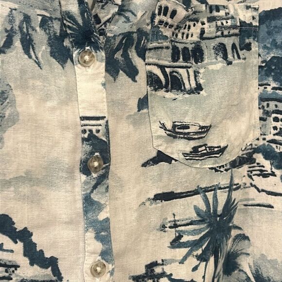 Cynthia Rowley Blue and White Casual Button Down Shirt - Picture 4 of 9